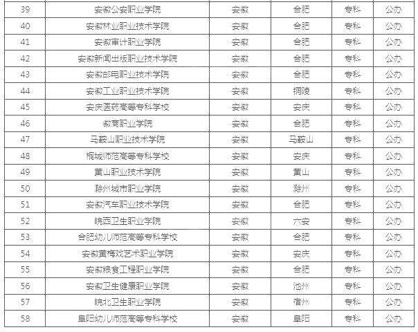 安徽公辦?？茖W校