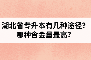 湖北省專升本有幾種途徑？哪種含金量最高？