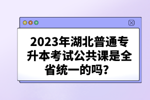 2023年湖北普通專升本考試公共課是全省統(tǒng)一的嗎？