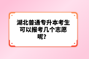 湖北普通專升本考生可以報(bào)考幾個(gè)志愿呢？