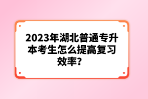 2023年湖北普通專升本考生怎么提高復(fù)習(xí)效率？