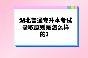 湖北普通專升本考試錄取原則是怎么樣的？