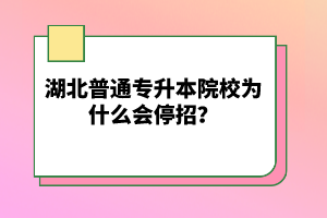 湖北普通專升本院校為什么會(huì)停招？