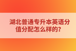 湖北普通專升本英語分值分配怎么樣的？