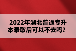 2022年湖北普通專升本錄取后可以不去嗎？
