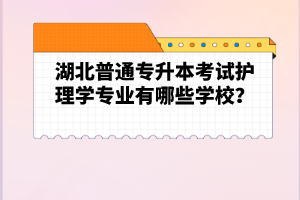 湖北普通專升本考試護(hù)理學(xué)專業(yè)有哪些學(xué)校？