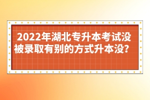 2022年湖北專升本考試沒被錄取有別的方式升本沒?
