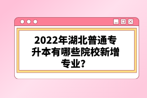 2022年湖北普通專升本有哪些院校新增專業(yè)？