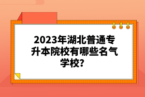 2023年湖北普通專升本院校有哪些名氣學(xué)校？