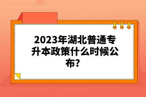 2023年湖北普通專(zhuān)升本政策什么時(shí)候公布？