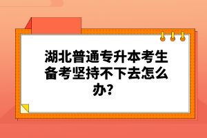 湖北普通專升本考生備考堅(jiān)持不下去怎么辦？