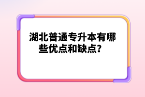 湖北普通專升本有哪些優(yōu)點和缺點？