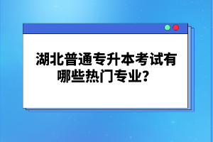 湖北普通專升本考試有哪些熱門專業(yè)？