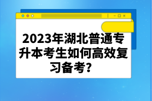 2023年湖北普通專升本考生如何高效復(fù)習(xí)備考？