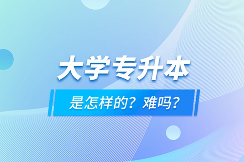 大學(xué)專升本是怎樣的？難嗎？