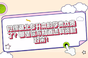 覺(jué)得湖北專升本的學(xué)費(fèi)太貴了？那是你不知道還有資助政策！